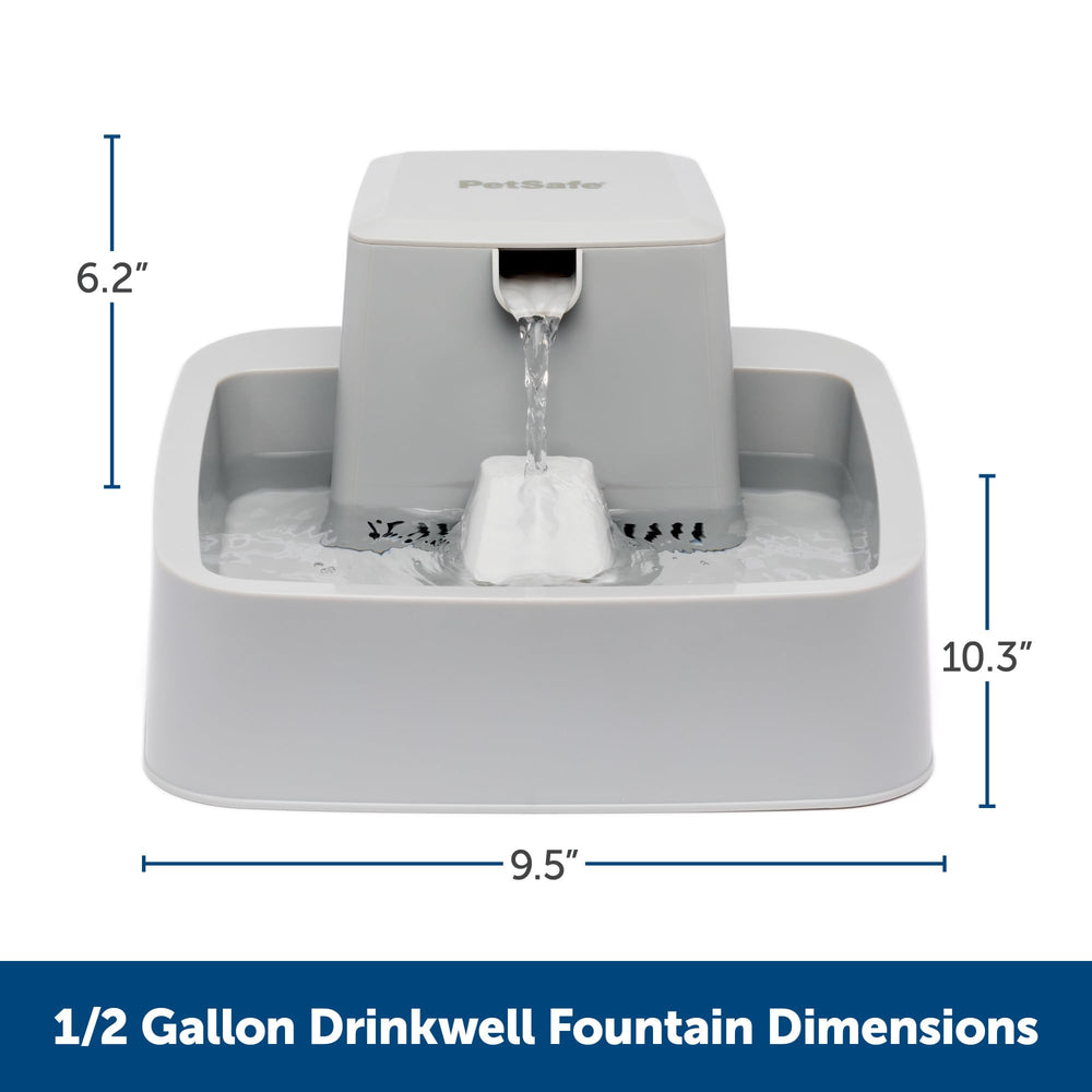Oasys 1/2 Gallon (64 Ounce) Small Pet Fountain - Small Dog and Cat Water Fountain - Dishwasher Safe Filtered Water Dispenser with Flow Control - Easy to Clean - Filters Included