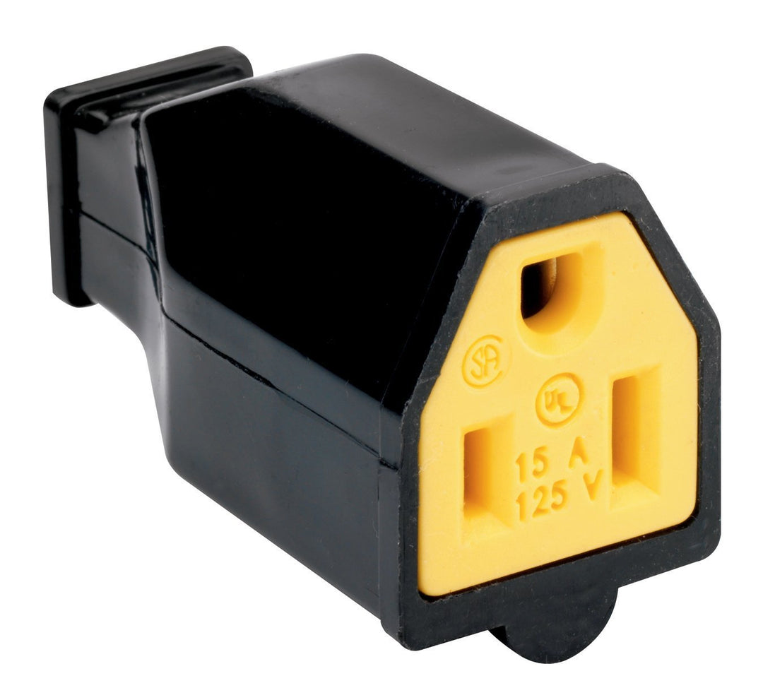 Legrand Pass &amp; Seymour SA993BKCC10 15-Amp 125-volt Straight Blade Connector Two Pole Three Wire, Black (1 Count)