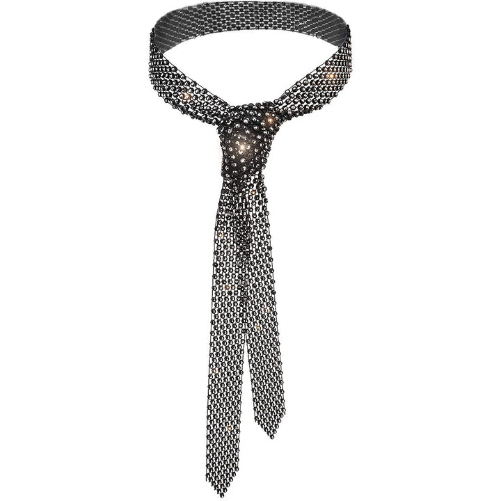 Rhinestone Neck Tie Gift for Women Black