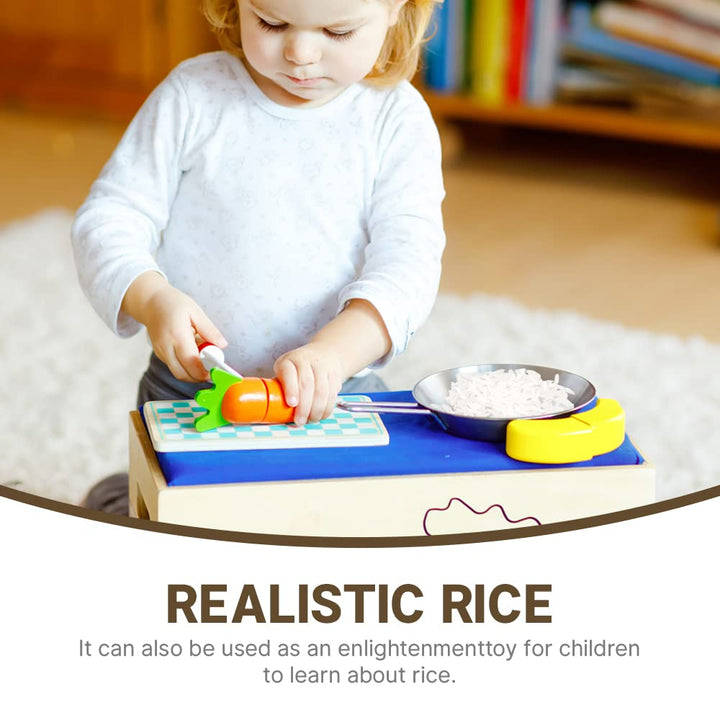 Luckforest Artificial White Rice, 150g Lifelike Fake Rice for Home Kitchen Table Cabinet Shop Market Food Show Model Props