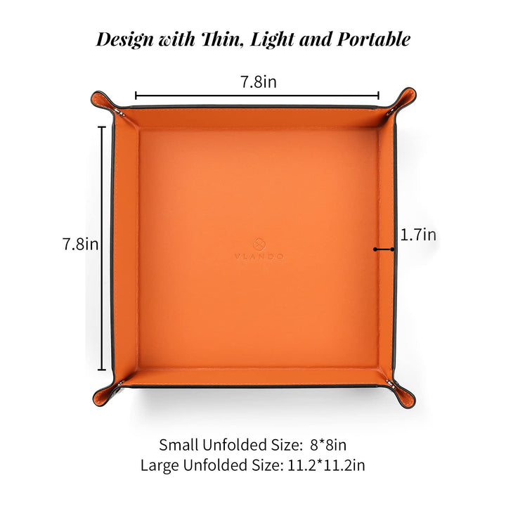 Valet Tray for Men Women, Vanity Trays Catchall Tray for Dresser Top Desk Storage Bedside, Travel PU Leather Tray Jewelry Key Phone Coin Change Watches and Candy Holder Sundries Entryway Tray