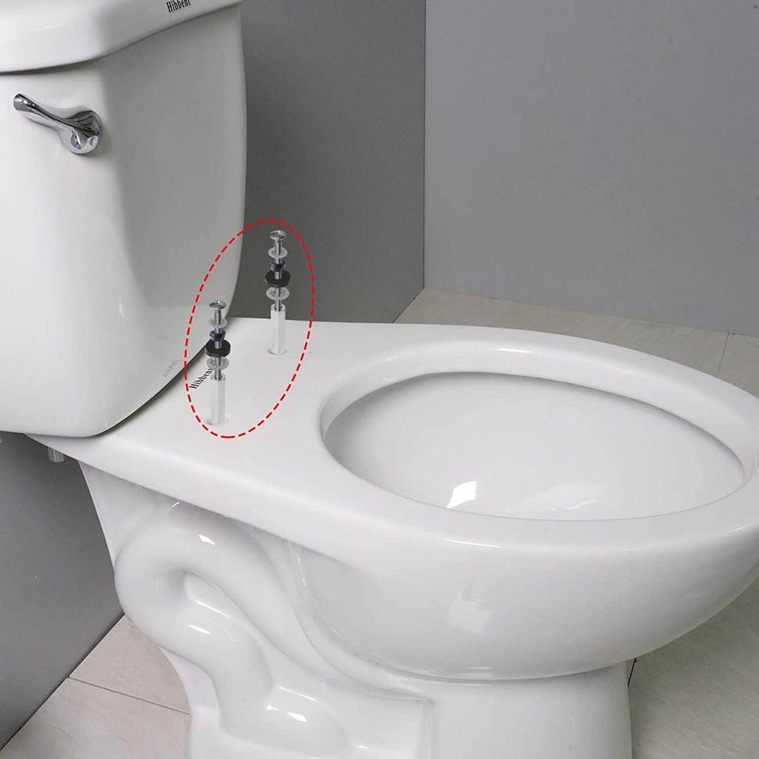 2 PCS Universal Toilet Seat Bolts Compatible with Kohler/American Standard/TOTO, Stainless Steel Toilet Seat Screws with Extra Long Downlock Nuts, Non-Slip Toothed Washers, Chrome