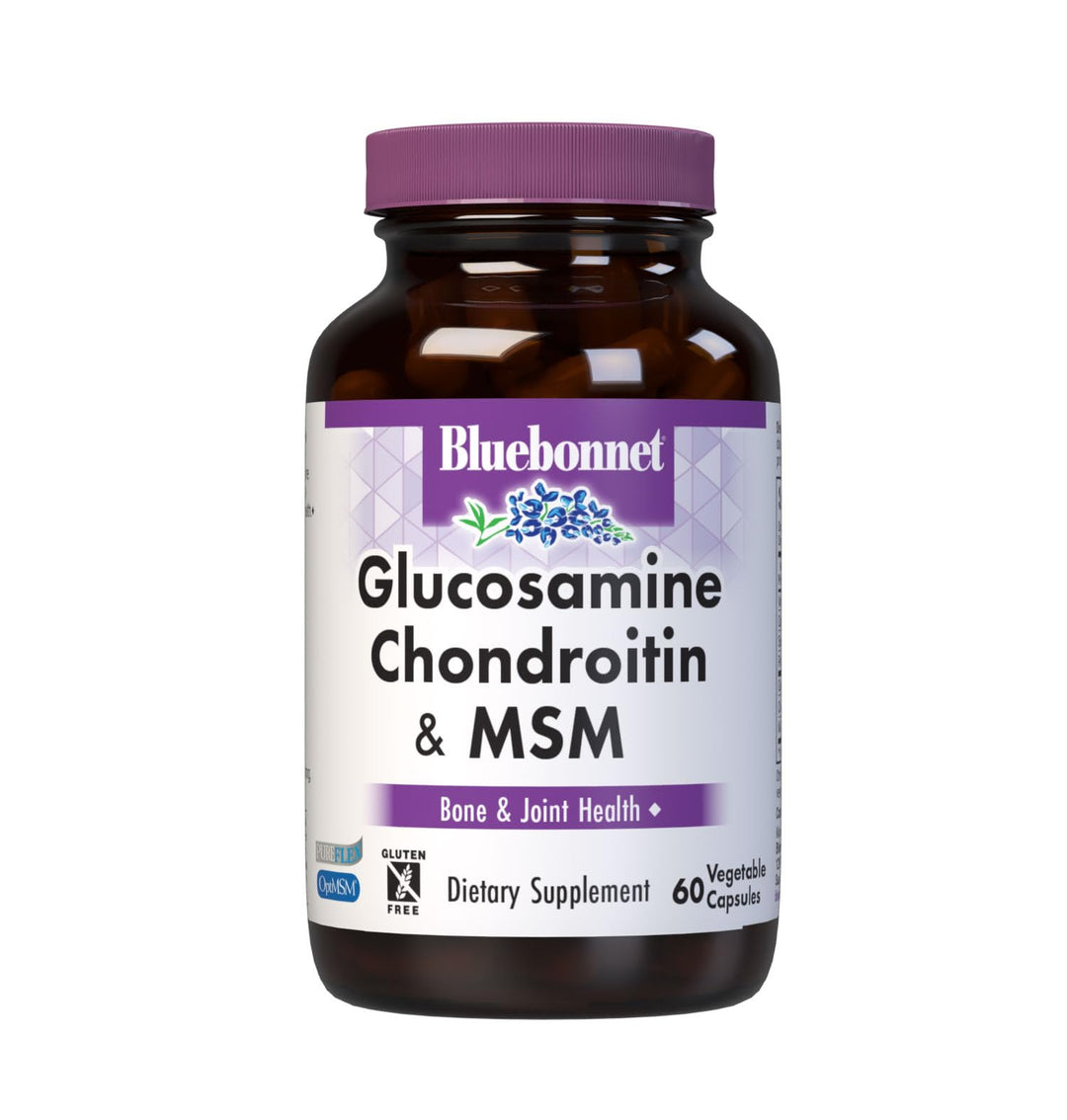 Bluebonnet Nutrition Glucosamine Chondroitin &amp; MSM, Glucosamine, Bone &amp; Joint Health*, Non-GMO, Gluten-Free, Soy-Free, Dairy-Free, 60 Vegetable Capsules, 20 Servings