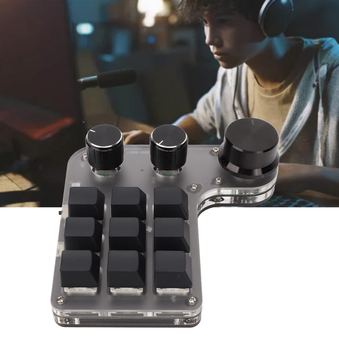 Mini Macro Mechanical Gaming Keyboard, 9 Keys 3 Knobs One Handed USB PC Keypad, Programmable Shortcut Custom Function, Dual Mode Connection, Gaming Keyboard!