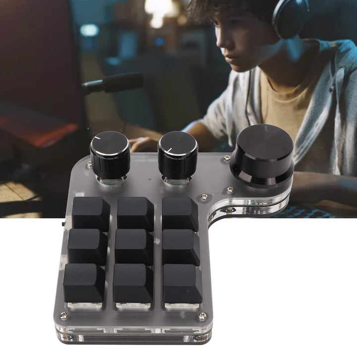 Mini Macro Mechanical Gaming Keyboard, 9 Keys 3 Knobs One Handed USB PC Keypad, Programmable Shortcut Custom Function, Dual Mode Connection, Gaming Keyboard!