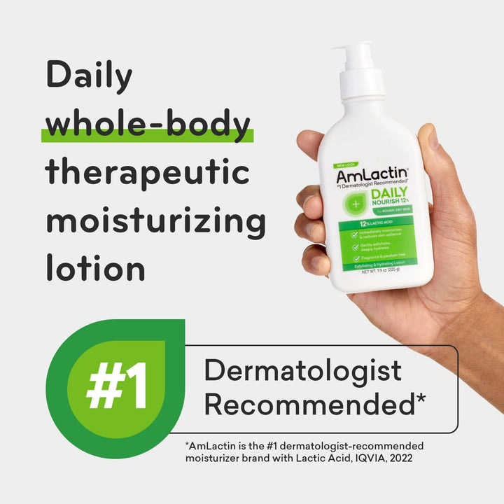 Daily Moisturizing Lotion for Dry Skin – 7.9 oz Pump Bottles (Twin Pack) – 2-in-1 Exfoliator-Body Lotion with 12% Lactic Acid, Dermatologist-Recommended (Packaging May Vary)
