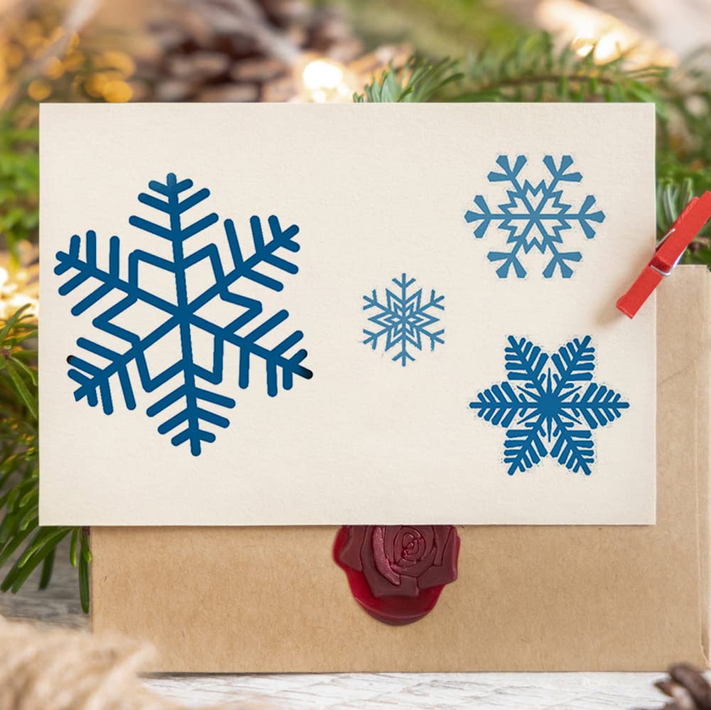 Christmas Clear Stamps Decorative Xmas Theme Winter Blessing Sentiment Words, Snowflake Clear Rubber Scrapbooking Stamps with Sentiment for Card Making DIY Photo Album