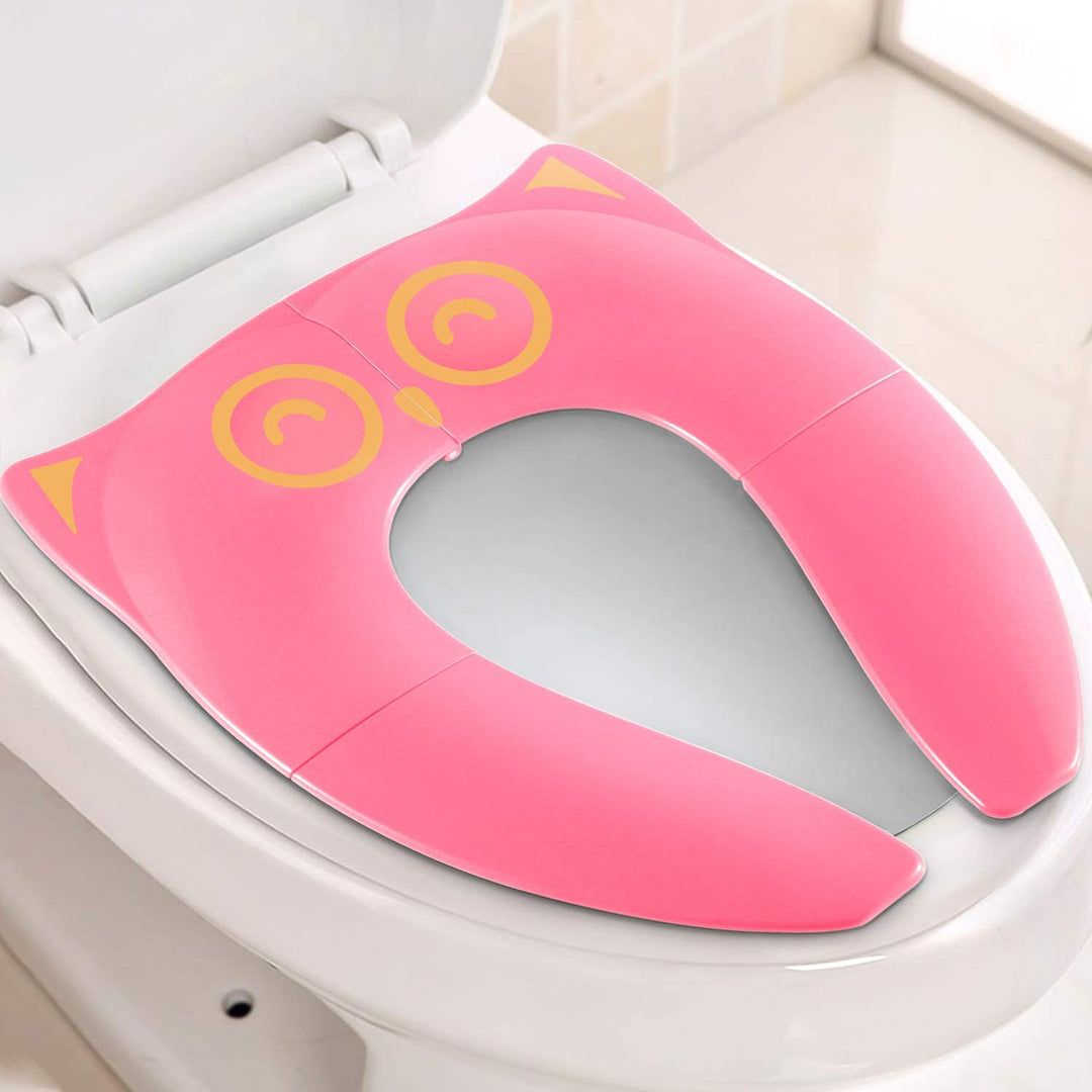 Upgrade Non-Slip Easily Removed Foldable Travel Potty Seat for Toddlers &amp; Kids, 6 Large Non-slip Silicone Pad, Home Reusable Portable Toilet Seat Cover Fits Most Toilets, Free Carry Bag