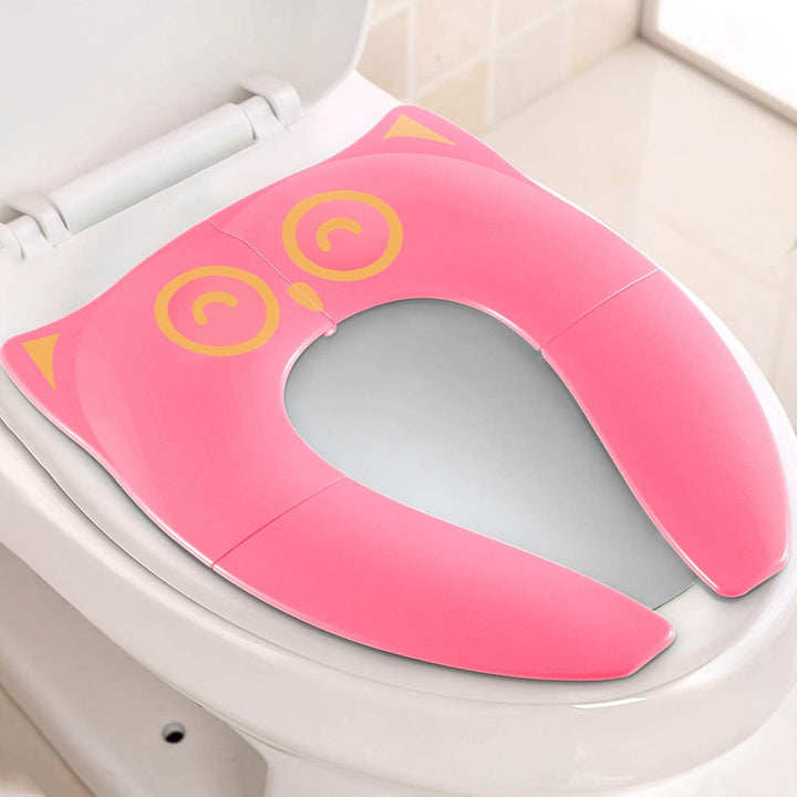 Upgrade Non-Slip Easily Removed Foldable Travel Potty Seat for Toddlers &amp; Kids, 6 Large Non-slip Silicone Pad, Home Reusable Portable Toilet Seat Cover Fits Most Toilets, Free Carry Bag