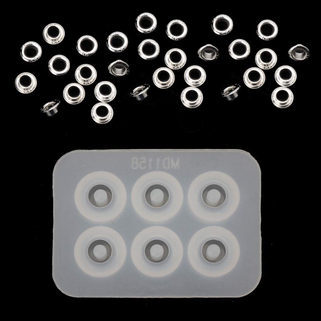 Szecl 2Pcs Jewelry Bead Resin Mold with Holes Round Sil