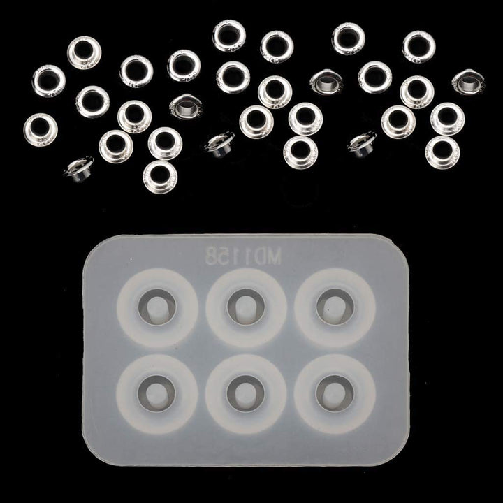 Szecl 2Pcs Jewelry Bead Resin Mold with Holes Round Sil