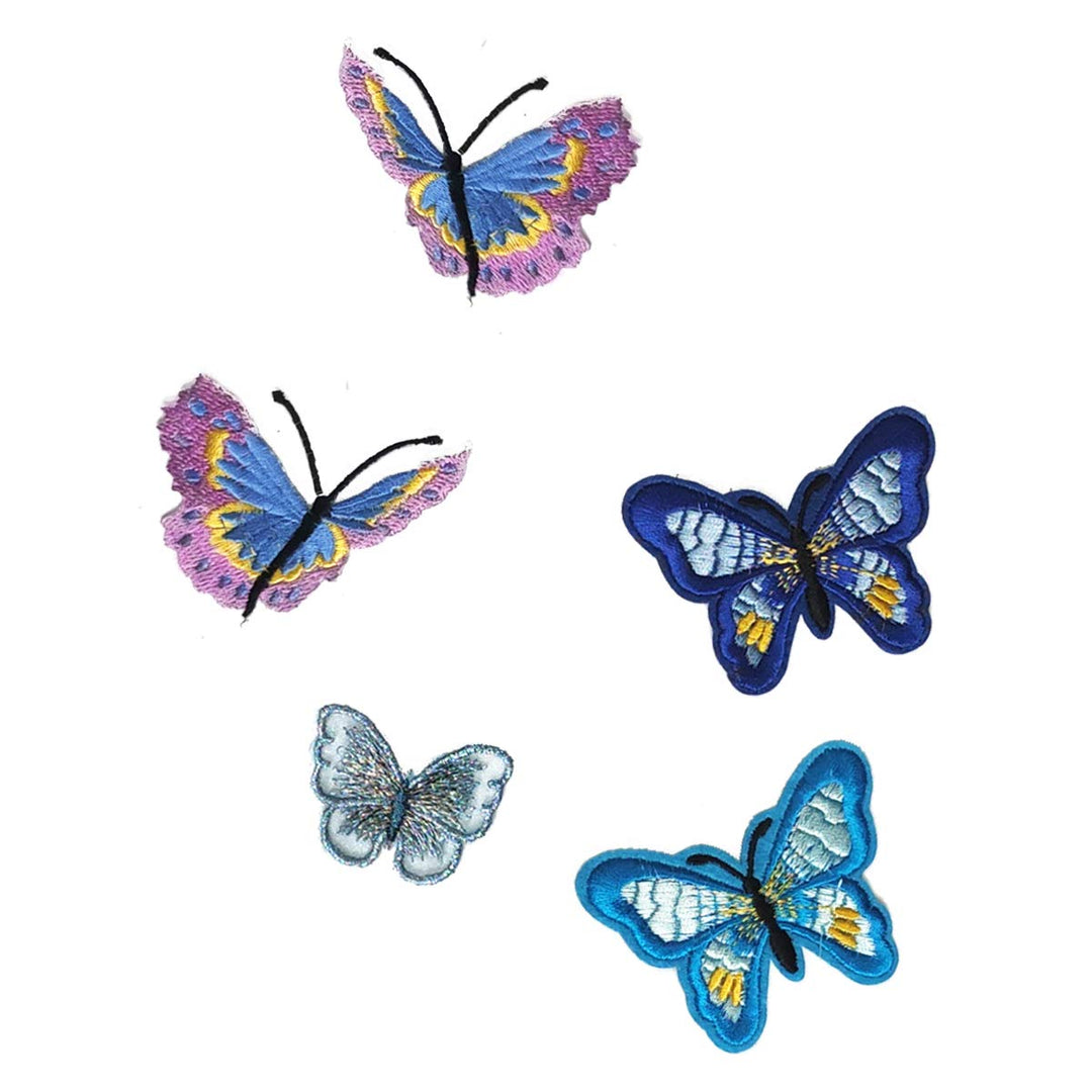 10 Pieces Blue Butterfly Iron on Patches, Embroidery Applique Sew on Repair Patches for DIY Decor, Jeans, Jackets, Bags, Cloth