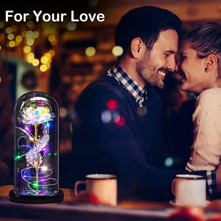 Birthday Gift for Women,Rose Flower Gifts for her,Artificial Flower Lasts in A Glass Dome, Unique Gifts is for Mothers Day,Christmas,Anniversary,Valentine&#39;s Day (Colorful)