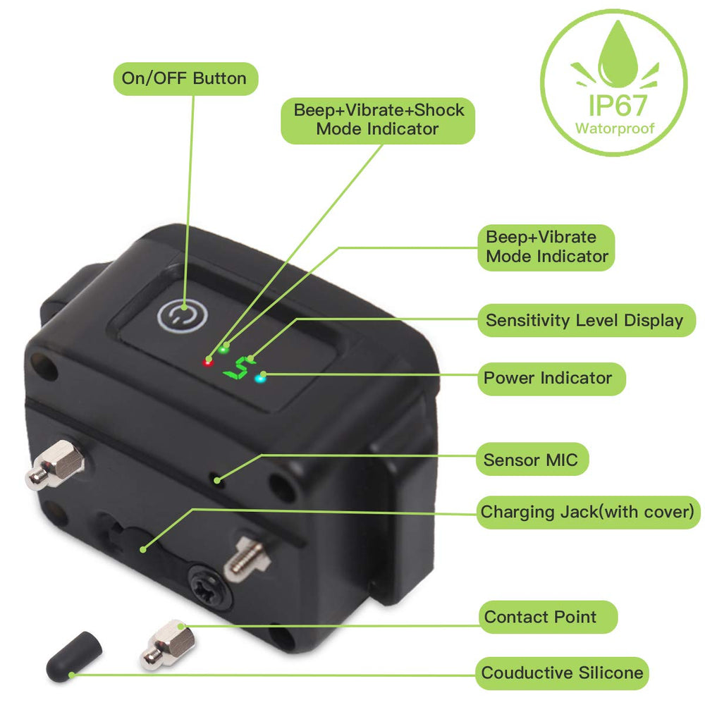 Dog Bark Collar -5 Adjustable Sensitivity and Intensity Levels-Dual Anti-Barking Modes Rechargeable/Rainproof/Reflective -No Barking Control Dog Shock Collar for Small Medium Large Dogs