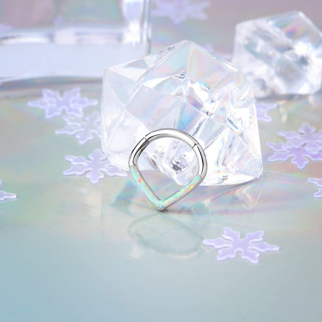 Teardrop Daith Earrings Hoop Hinged Clicker Rings 16G Helix Cartilage Earrings Hoop 316L Stainless Steel CZ Helix Tragus Daith Septum Clicker Jewelry