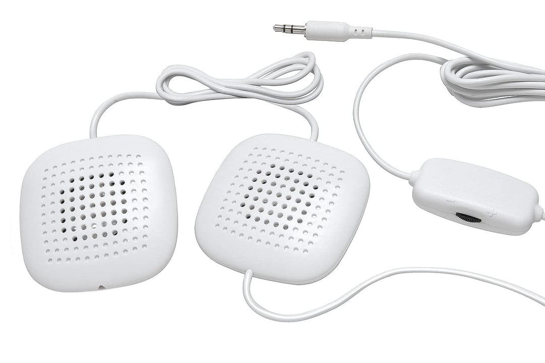 Pillow Speakers, 2 UltraThin Stereo Speakers, Volume Control, Surround Sound for Music, Sleep, Tinnitus Masking, Connect to External Sound Source with 1/8 3.5mm Headphone Jack Plug, White