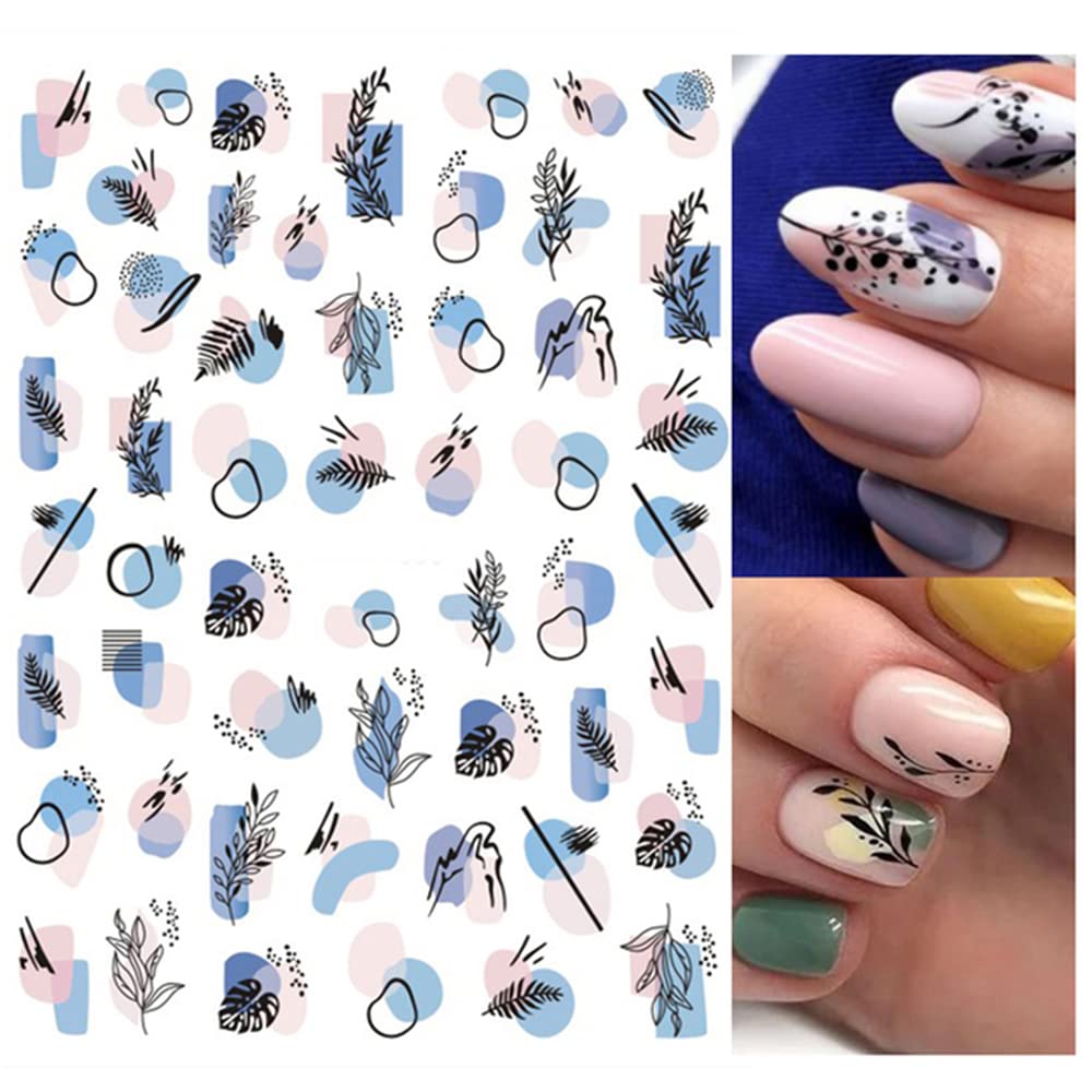 Flower Nail Stickers Daisy Floral Nail Decals 6 Sheets Colorful Cherry Blossom Nail Art Stickers 3D Self-Adhesive Nail Art Supplies Summer Flowers Butterflies Leaves Nail Stickers for Acrylic Nails