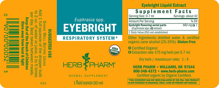 Herb Pharm Certified Organic Eyebright Liquid Extract f