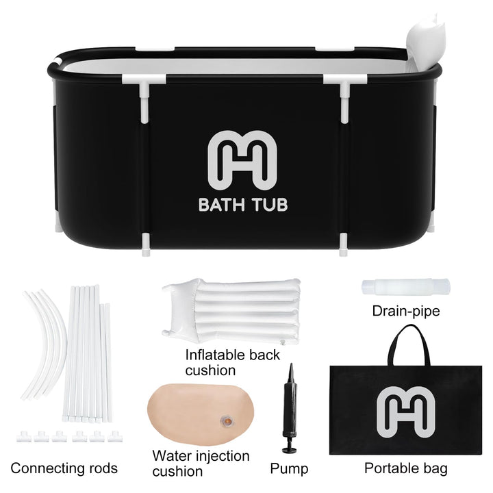 Portable Bathtub Kit, Foldable Soaking Bathtub for Adults, Freestanding Bathtubs, Hot Bath Tub, Ice Bath, Family Bathroom SPA Tub (Blue)