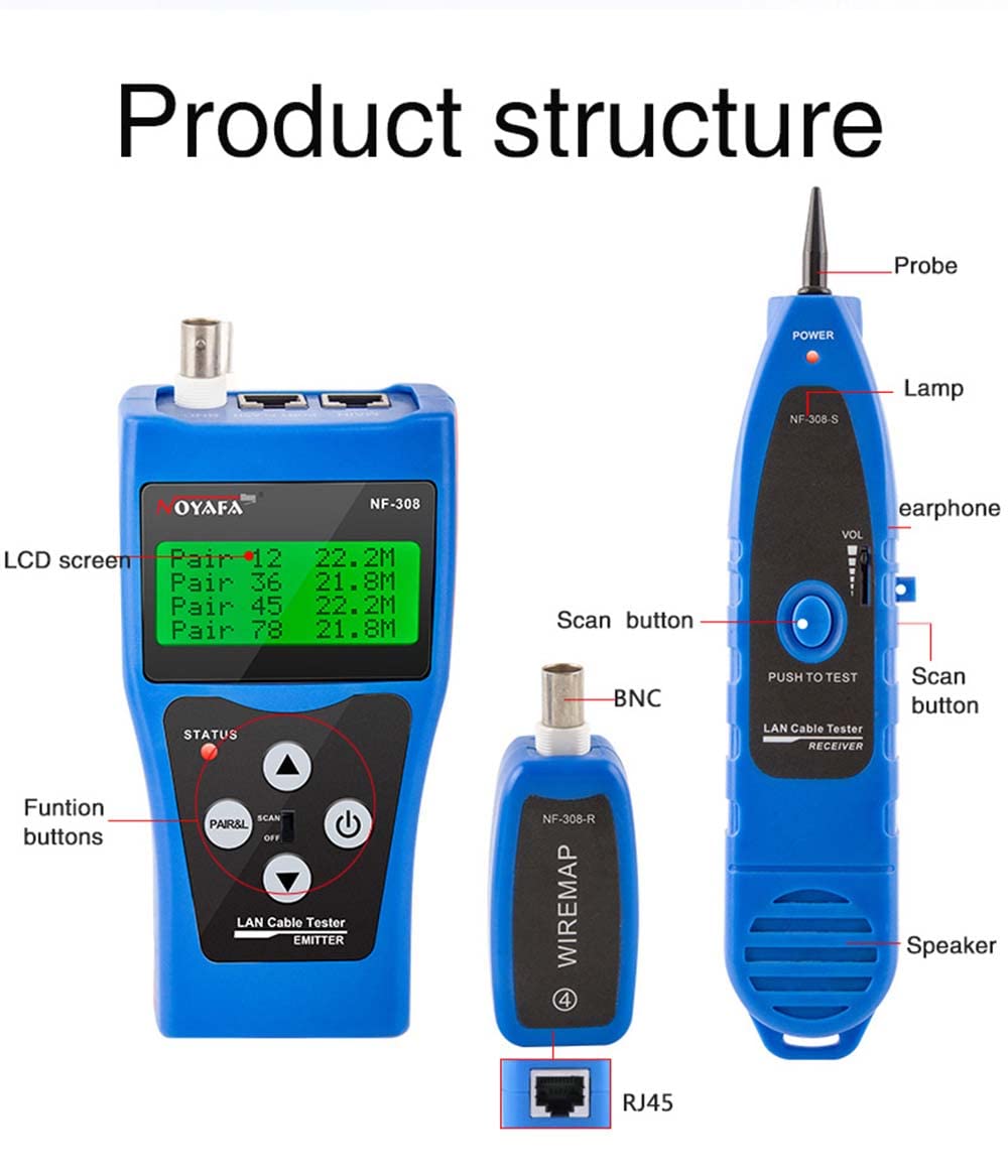 NOYAFA Network Cable Tester NF-308 Wire Tracer, Etherne