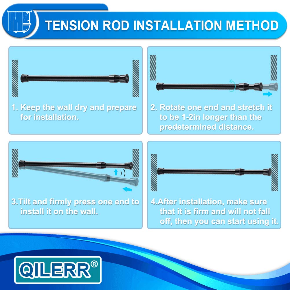 QILERR Tension Rods 28 to 48 Inches 6 Pack Adjustable E
