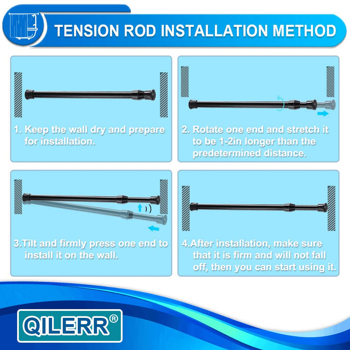 QILERR Tension Rods 28 to 48 Inches 6 Pack Adjustable E