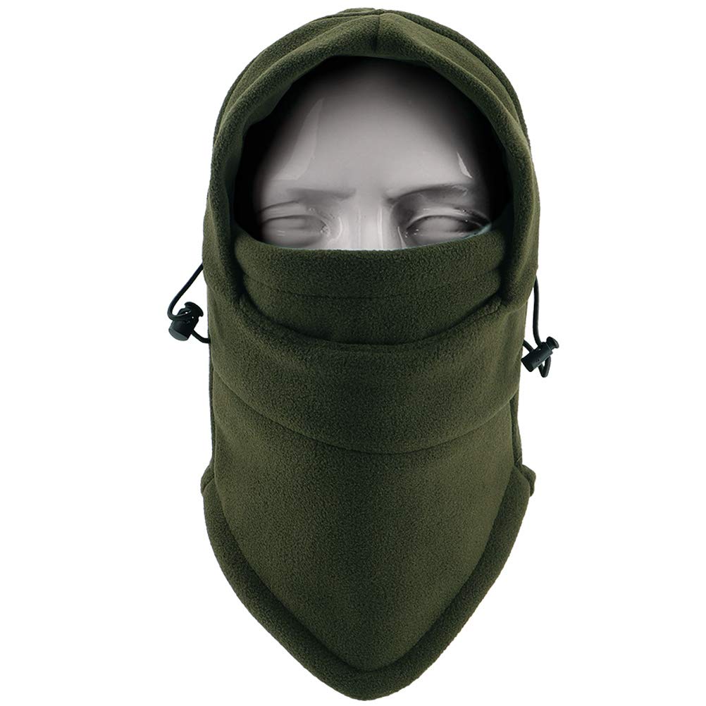 Kids Winter Hats Balaclava Ski Mask Windproof Warm Adjustable with Fleece Lining Hat for Boys Girls Army Green