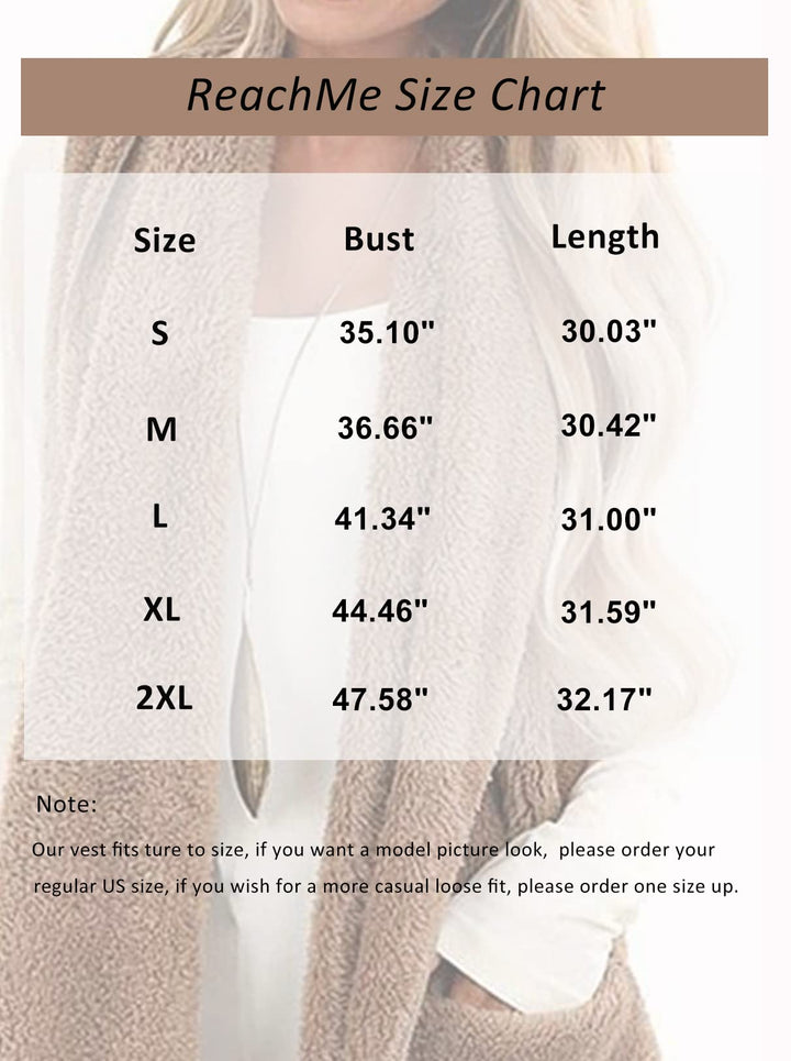 ReachMe Sherpa Vest Womens Open Front Long Vest for Wom