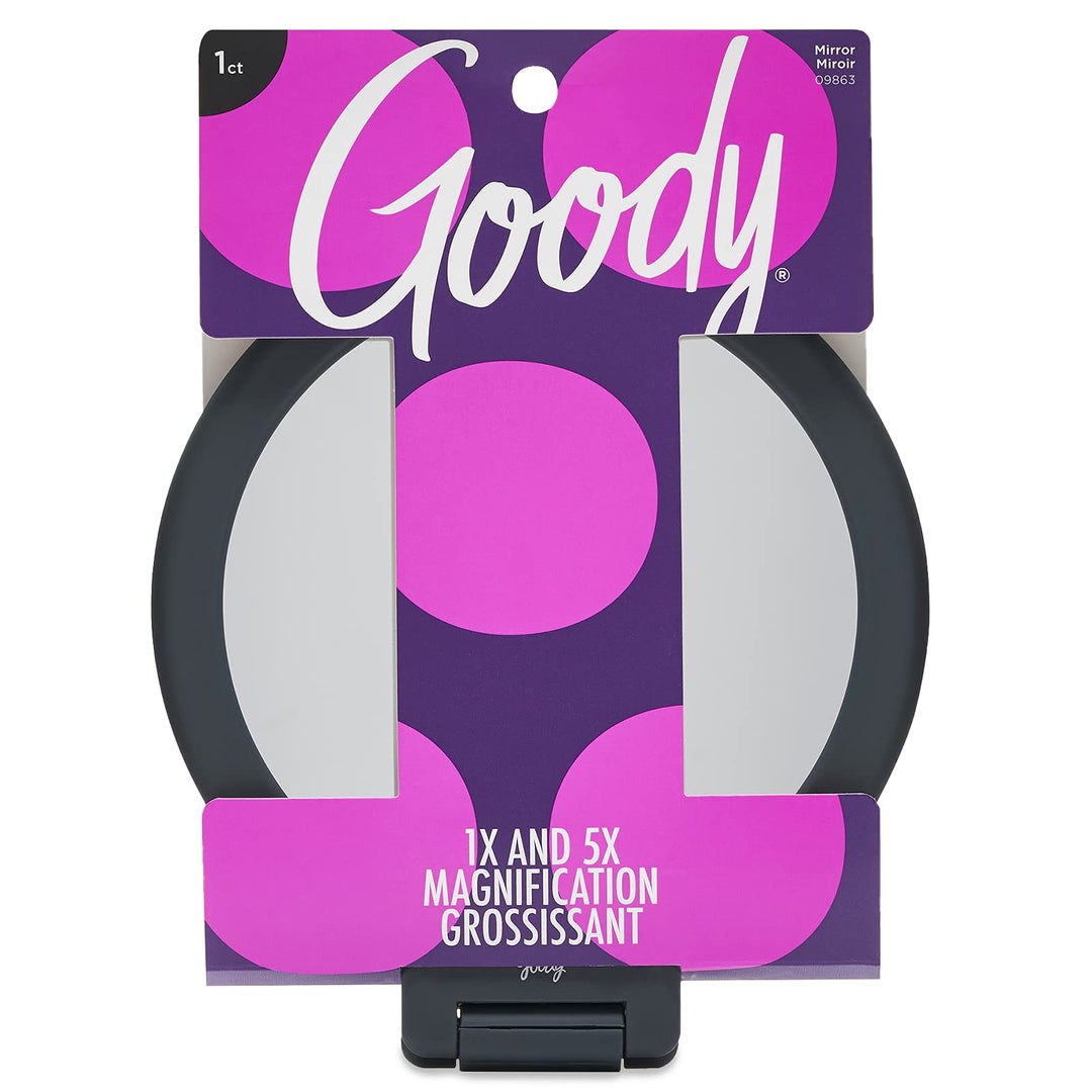 Goody Soft Touch 3 Piece Hand Mirror with Dual Magnification and Hook, Grey