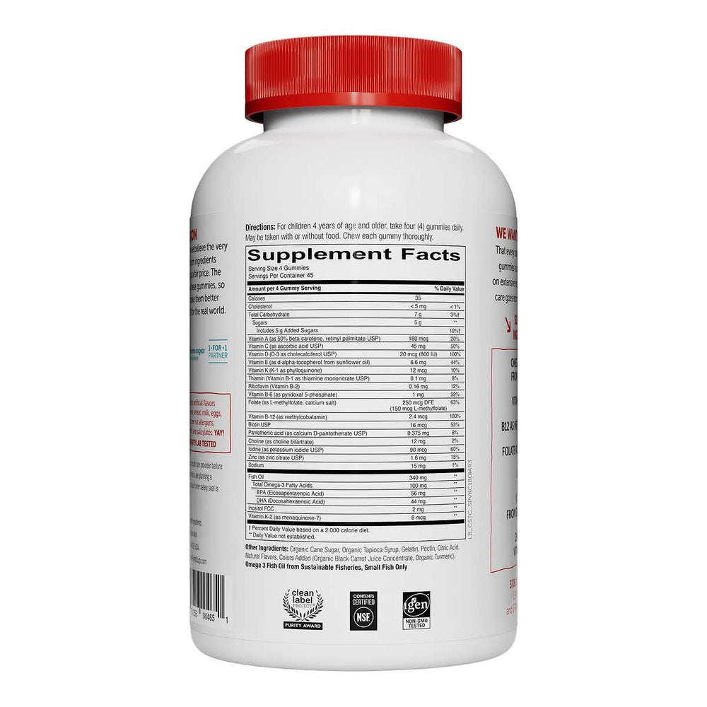 Smarty Pant Kids Complete Multivitamin, 180 Gummies Bundle, Multivitamin Plus Omega 3, Vitamin D3 and Vitamin B12, 45 Days Supply