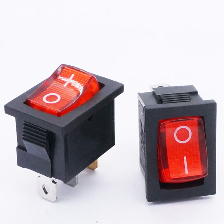 TWTADE / 10Pcs Red Light Illuminated ON/Off SPST 3 Pin 