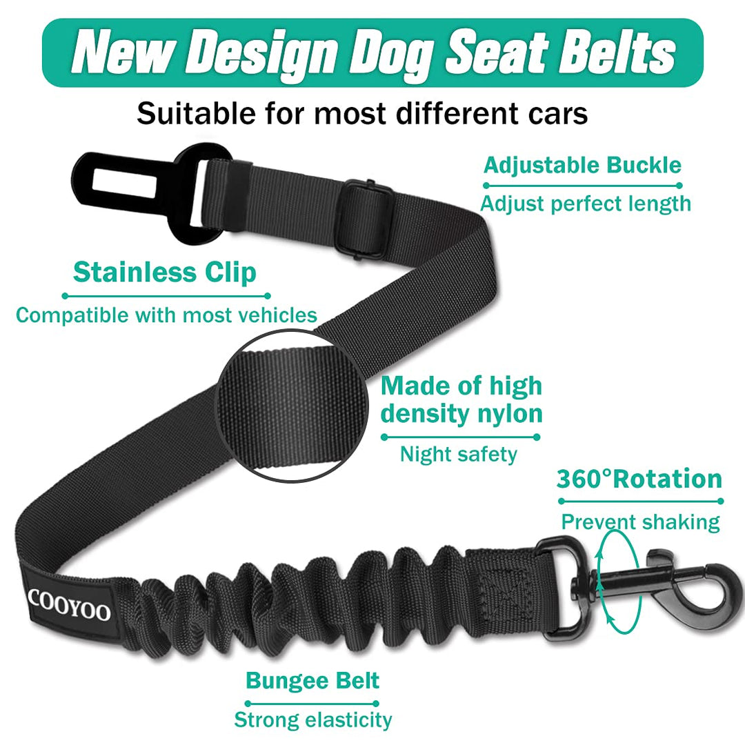 Dog Seat Belt,3 Piece Set Retractable Dog Car Harness Adjustable Dog Seat Belt for Vehicle Nylon Pet Safety Seat Belts Heavy Duty &amp; Elastic