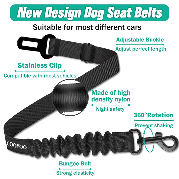 Dog Seat Belt,3 Piece Set Retractable Dog Car Harness Adjustable Dog Seat Belt for Vehicle Nylon Pet Safety Seat Belts Heavy Duty &amp; Elastic