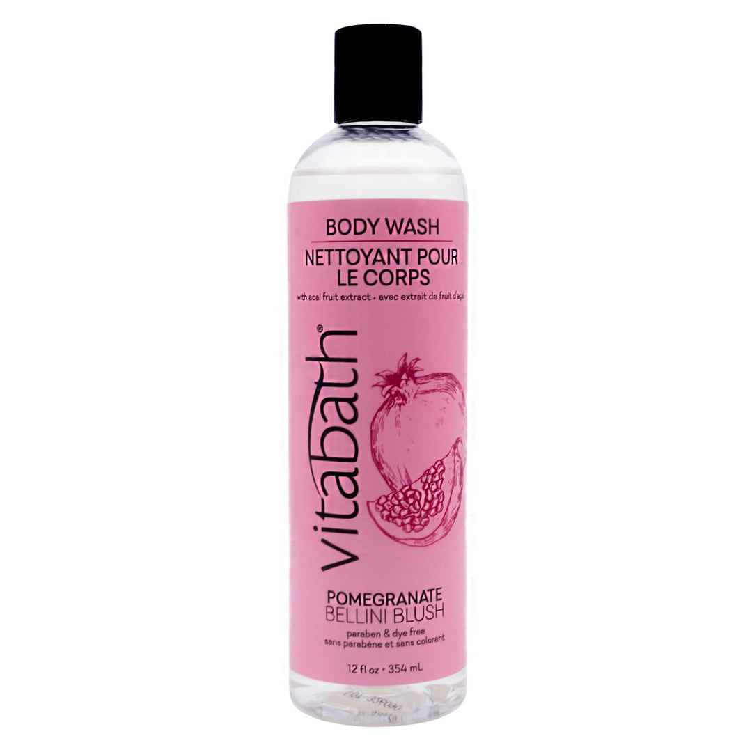 Pomegranate Bellini Blush Body Wash Moisturizing Bath &amp; Shower Cleanser Infused with Acai, Pomegranate, Orange &amp; Apple Fruit Extracts - Cruelty-Free, Paraben-Free - 10 oz