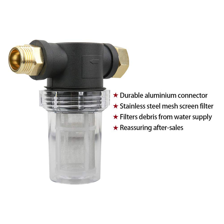 Garden Hose Inlet Filter for High Pressure Washer, Sediment Filter Attachment, 40 Mesh Screen, Extra 2 Pcs 100 Mesh, 3PCS O-Ring and 4PCS Filter Hose Washer