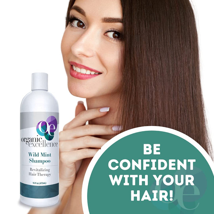 Natural Organic Shampoo, Wild Mint &amp; Rosemary, Chemical Free, Plant-Based, Toxin-Free, Cruelty-Free, Certified Herbs &amp; Oils For Healthy Full-Bodied Hair 16 fl. oz