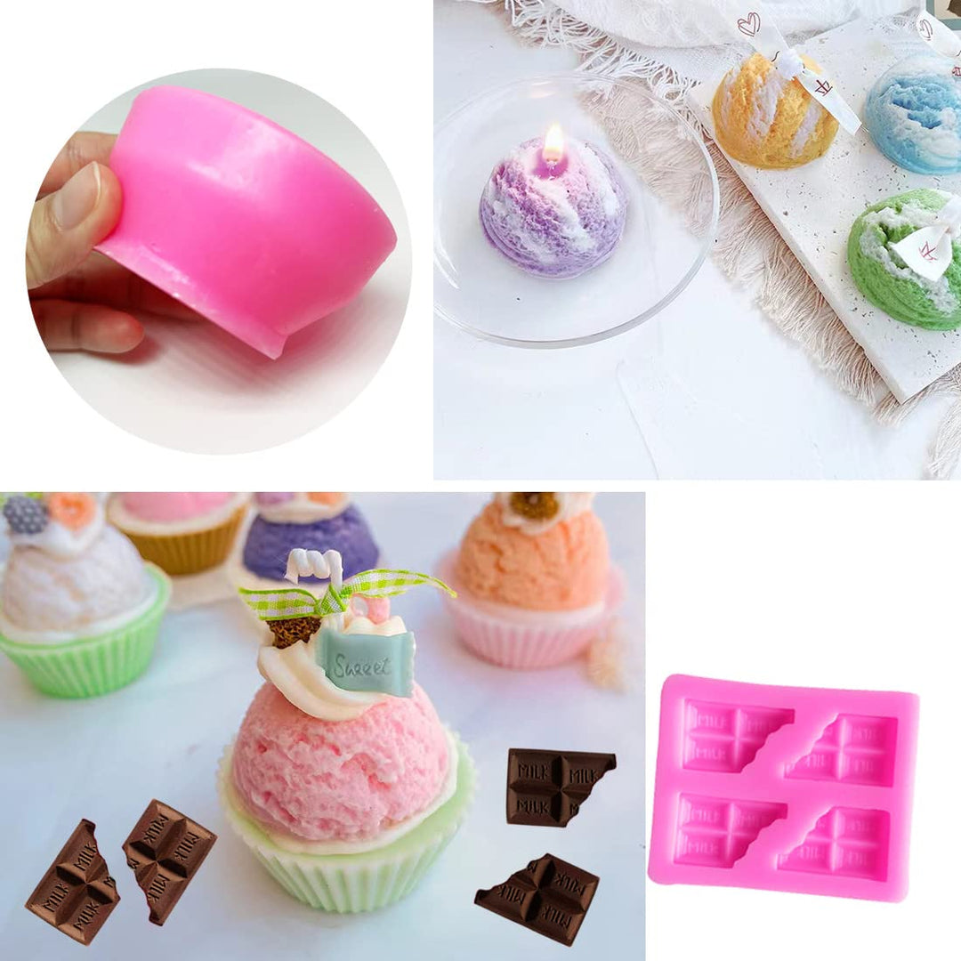 3PCS Scoop 3D Ice Cream Silicone Molds, for Wax Melt Ca