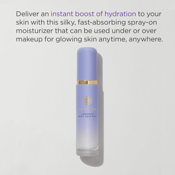 Tatcha Luminous Dewy Skin Mist | 2-in-1 Hydrator &amp; Finishing Spray with Hyaluronic Acid for a Dewy Glow | 1.35 oz