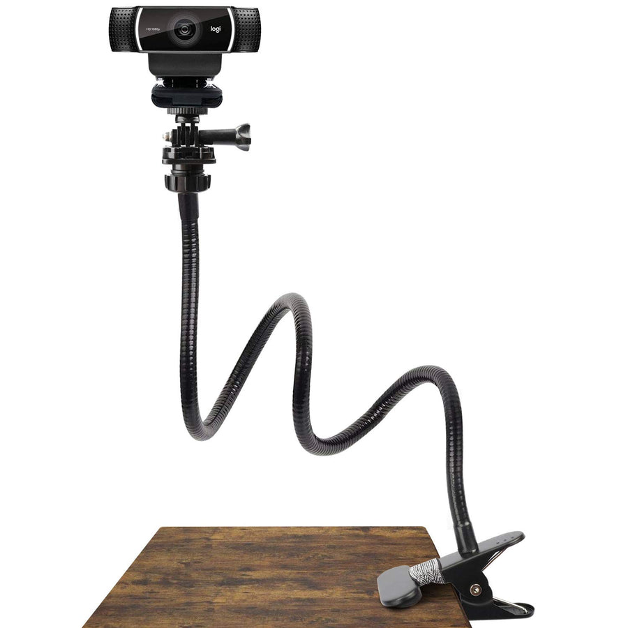 25 Inch Webcam Stand, Flexible Desk Mount Clamp Gooseneck Stand for Logitech Webcam C960 C930e C930 C920 C920S C922x C922 Brio 4K C925e C615 and Other Devices with 1/4 Thread-PIWS01