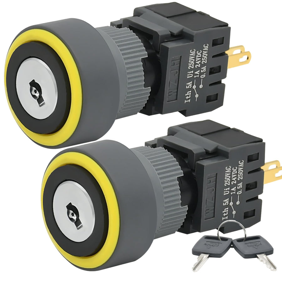 Key Switch 5/8 16mm with 4 Keys 2 Position Selector Switch Key Switches 4Pin Starter Lock On Off Keylock Switch Latching SPDT 2 Pcs UL Certification