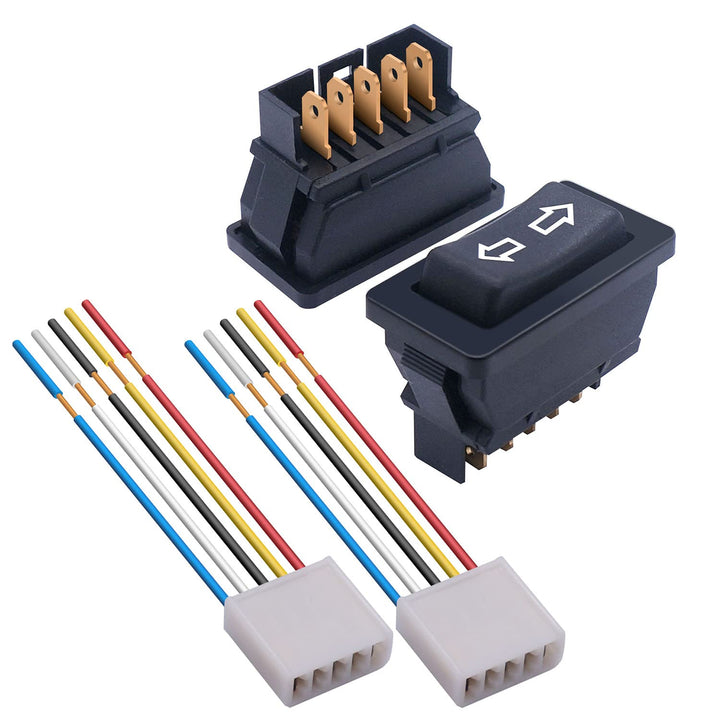 2Pcs 5 Pin Car Window Switch 12V 20A Control Power Window Lift RV Slide Out Momentary Rocker Switch with Wiring Harness K-011-JT-X