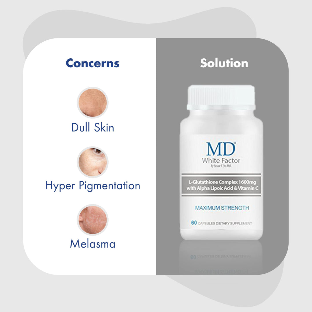 White Factor - Glutathione Supplement with Effective Antioxidants, Vitamin C &amp; Lipoic Acid | (60 Capsules)