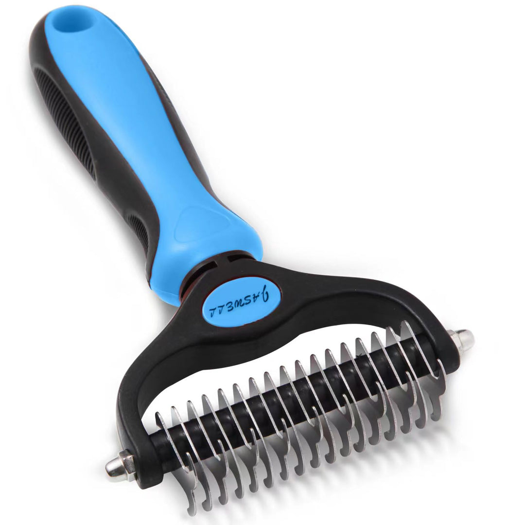 Pet Grooming Tool- 2 Sided Undercoat Rake for Dogs &amp;Cats-Safe and Effective Dematting Comb for Mats&amp;Tangles Removing-No More Nasty Shedding or Flying Hair Blue