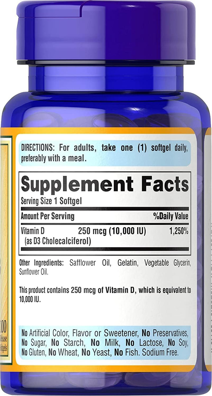 Puritan&#39;s Pride Vitamin D3 10,000 IU-100 Softge