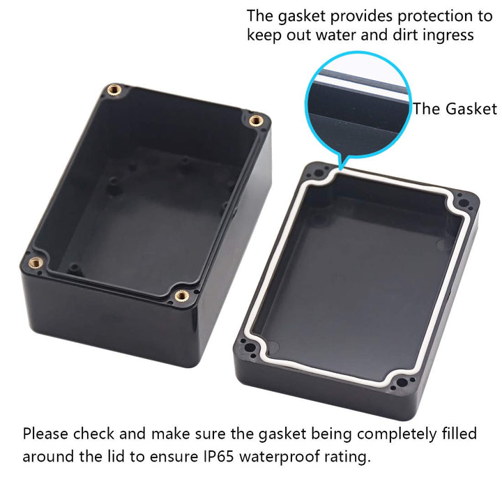 Junction Box, Project Box IP65 Waterproof Outdoor Box ABS Plastic Electrical Boxes Electronic Enclosure Black 3.94 x 2.68 x 1.97 inch (100X68X50mm) (Pack of 2)