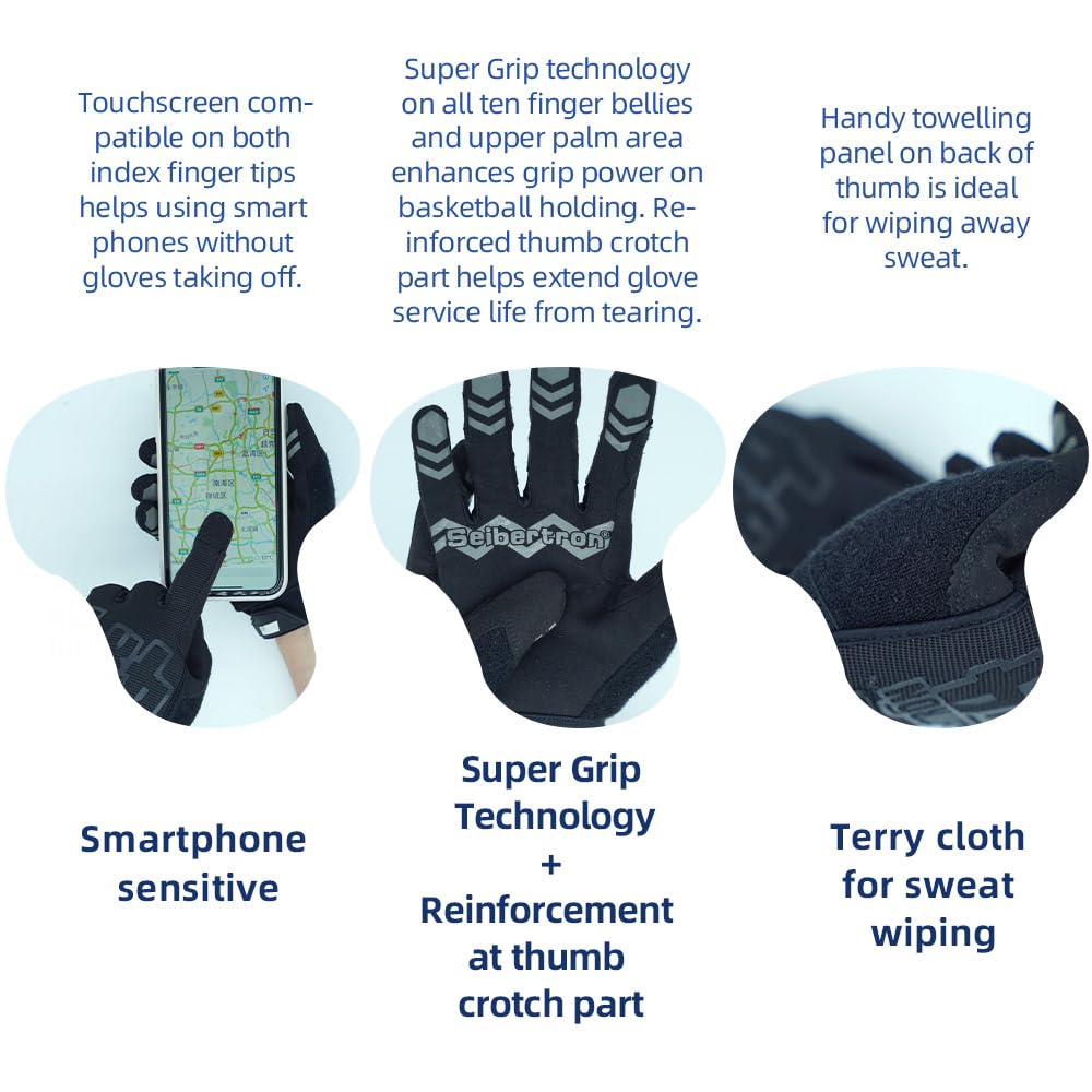 Anti Slip Unweighted Basketball Gloves Ball Handling Gloves (Basketball Training Aid) Or Driving Gloves Black M