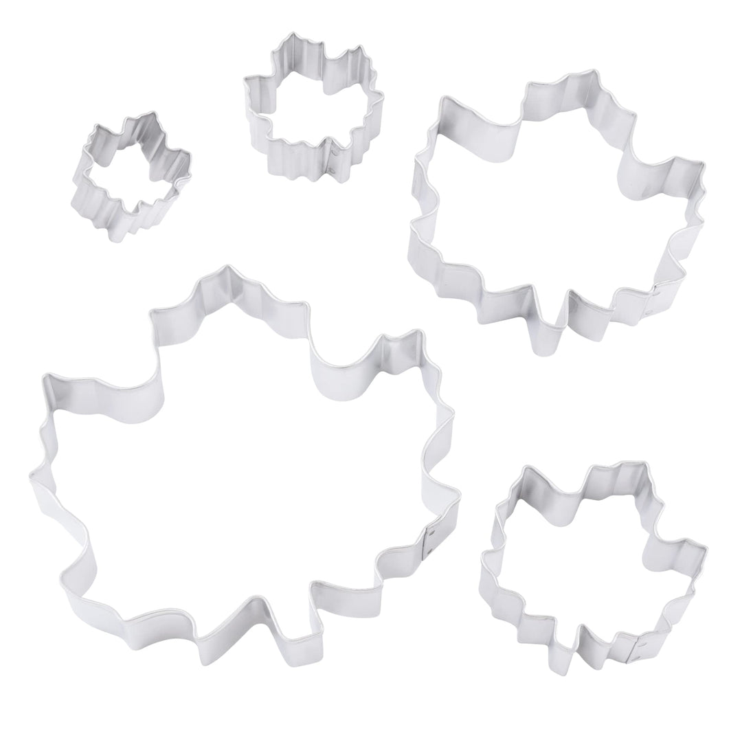 R&amp;M Thanksgiving and Fall Leaves Gift Set. Includes 5-Piece Assorted Size Maple Leaf Cookie Cutters