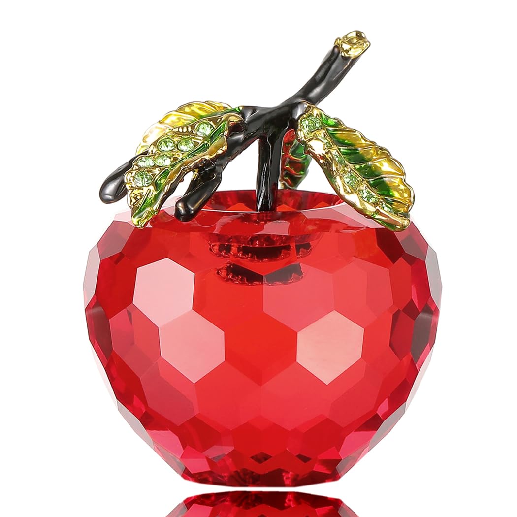 50mm/1.97in Crystal Figurine Home Decor Handmade Premium Healing Crystal Statue Paperweight Ornament Collectible Crafts, Ideal Gift for Wedding Birthday Christmas (Red)