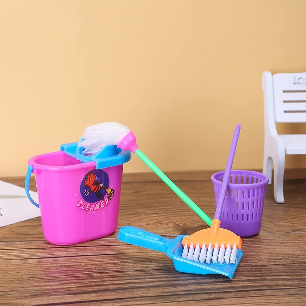 E-TING Miniature Mop Dust Pan, Brush, Broom, Plastic Bu