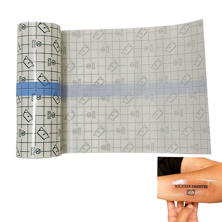 Waterproof Tattoo Aftercare Bandage Roll(6 in x11 yd),Tattoo Wound Healing Wrap,Clear Tattoo Film Dressing,Adhesive Patches for Tattoo Ink &amp; Skin Protection,Tattoo Second Skin,Tattoo Cover Up Tape